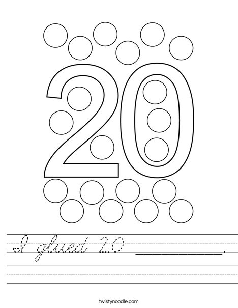 I glued 20 __________. Worksheet