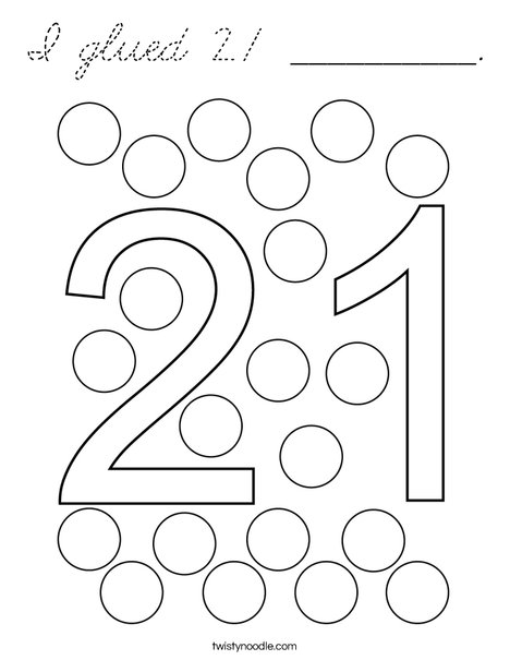 I glued 21 __________. Coloring Page