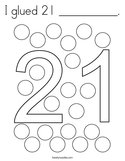 I glued 21 __________ Coloring Page
