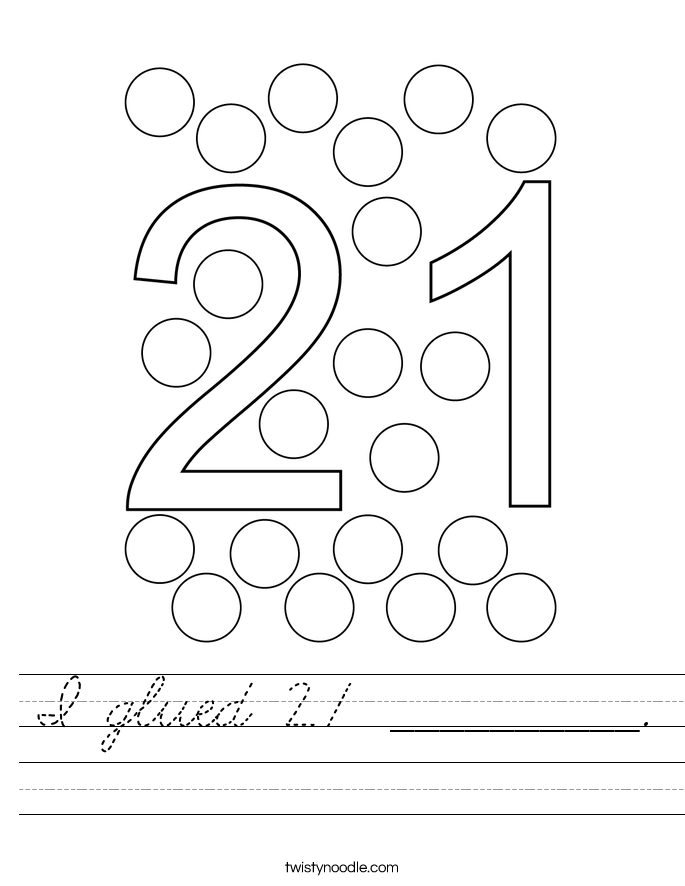 I glued 21 __________. Worksheet