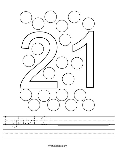 I glued 21 __________. Worksheet