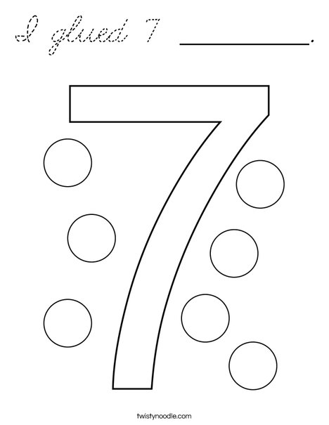 I glued 7 __________. Coloring Page