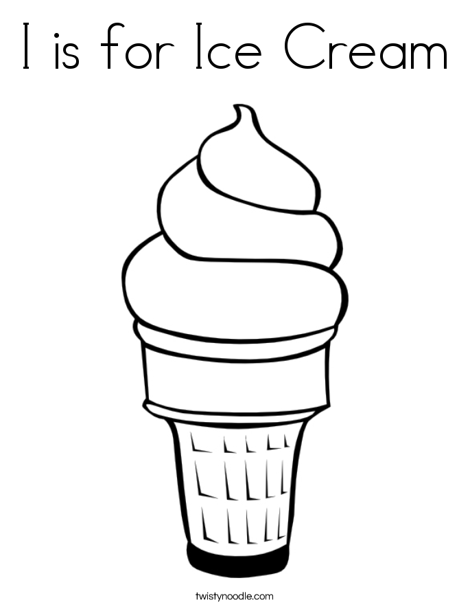 Download I is for Ice Cream Coloring Page - Twisty Noodle
