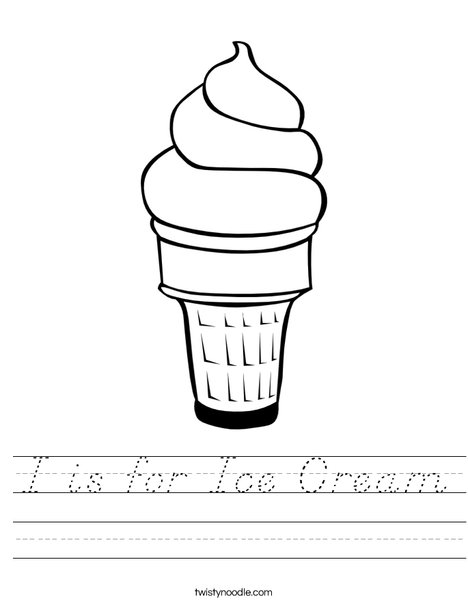 I is for Ice Cream Worksheet