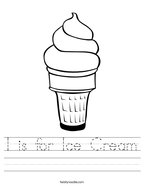 I is for Ice Cream Handwriting Sheet