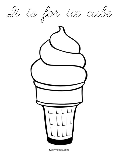 I is for Ice Cream Coloring Page