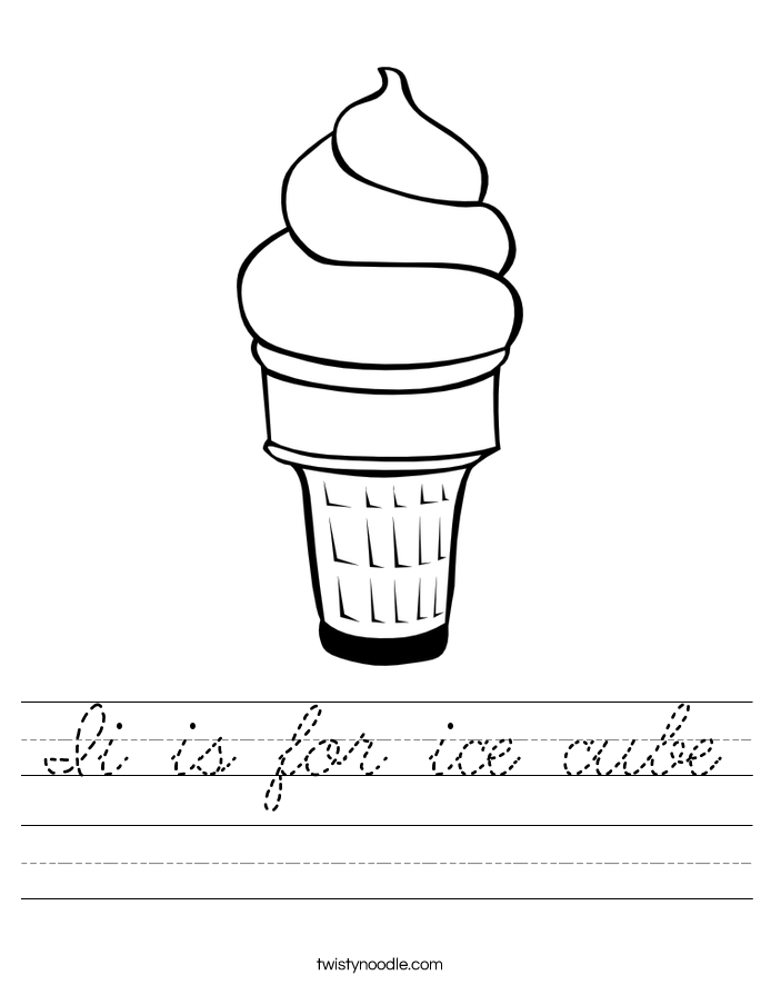 Ii is for ice cube Worksheet
