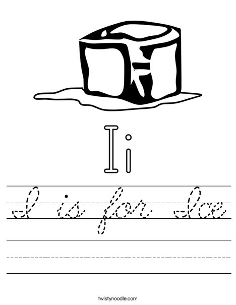I is for Ice Worksheet