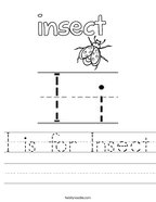 I is for Insect Handwriting Sheet