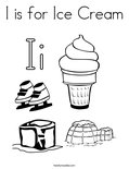 I is for Ice Cream Coloring Page