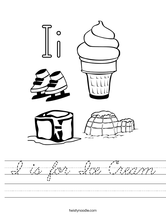 I is for Ice Cream Worksheet