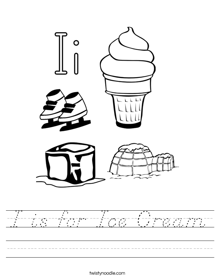 I is for Ice Cream Worksheet