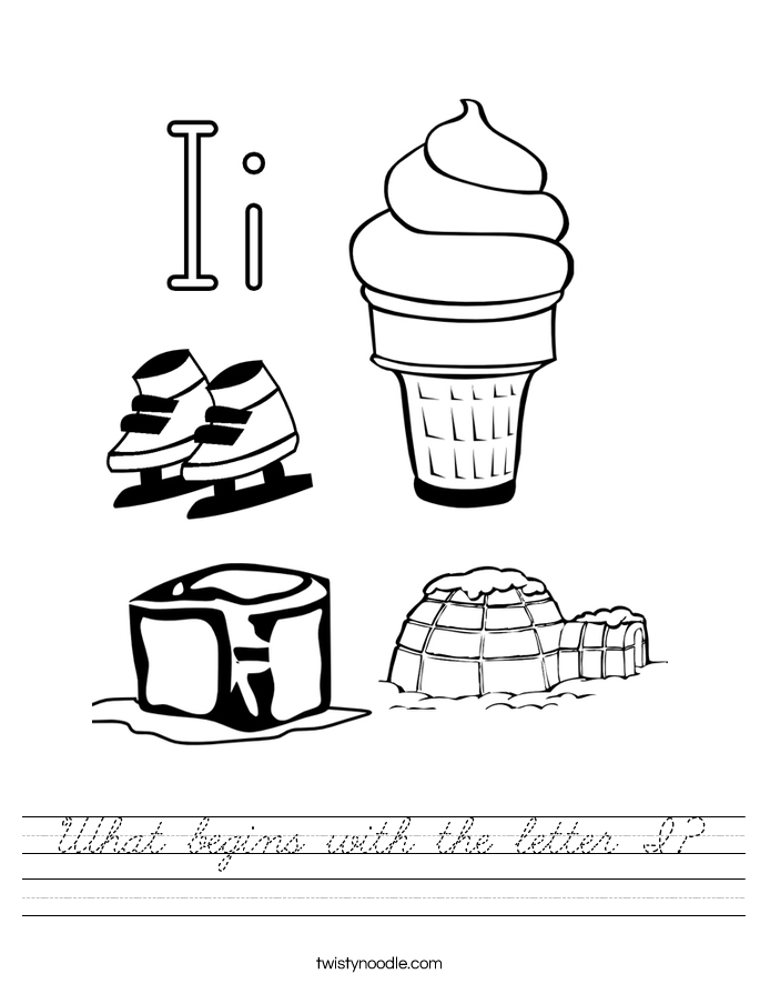 What begins with the letter I? Worksheet
