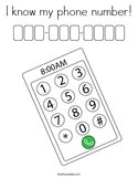 I know my phone number Coloring Page