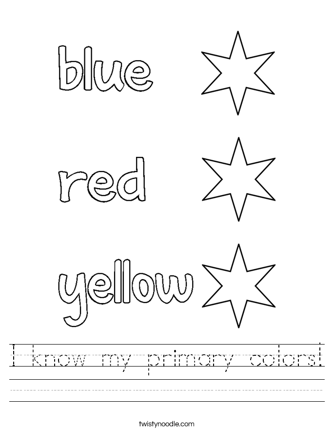 I know my primary colors Worksheet - Twisty Noodle