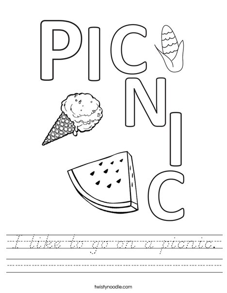 I like to go on a picnic. Worksheet