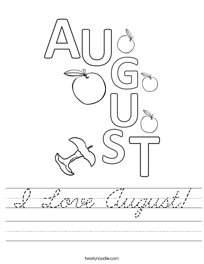 I Love August! Worksheet