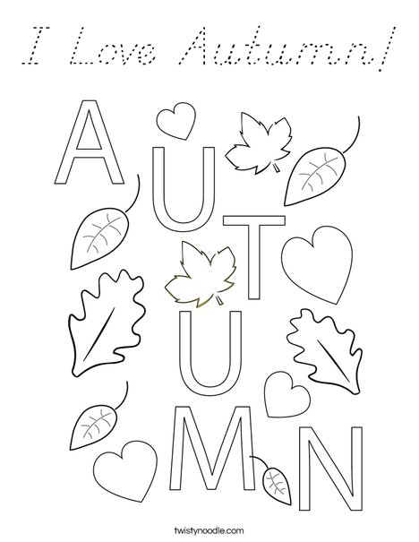 I Love Autumn! Coloring Page