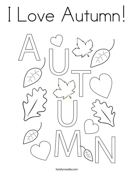 I Love Autumn! Coloring Page