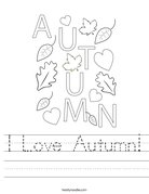 I Love Autumn Handwriting Sheet