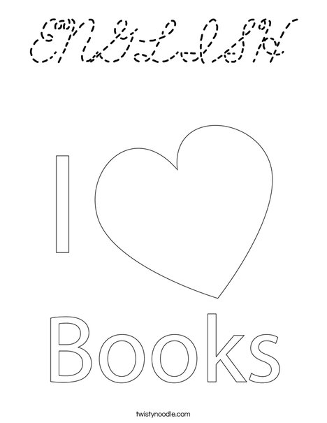 I Love Books Coloring Page