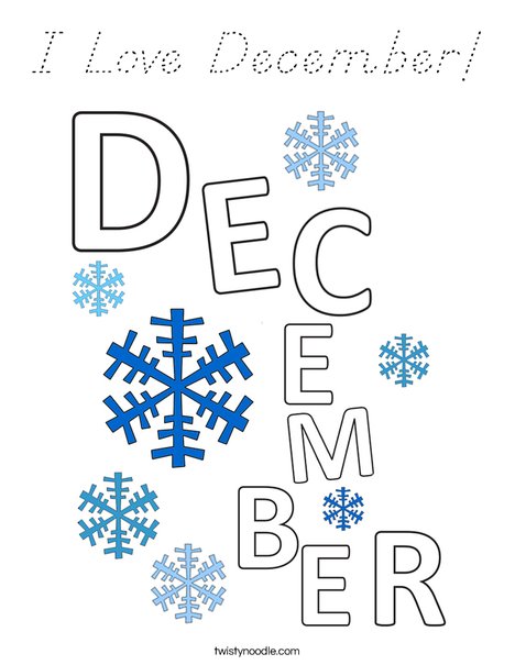 I Love December! Coloring Page