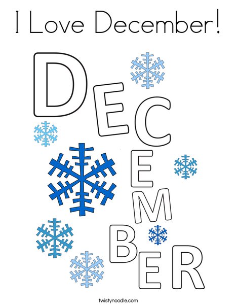 I Love December! Coloring Page