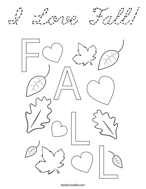 I Love Fall! Coloring Page
