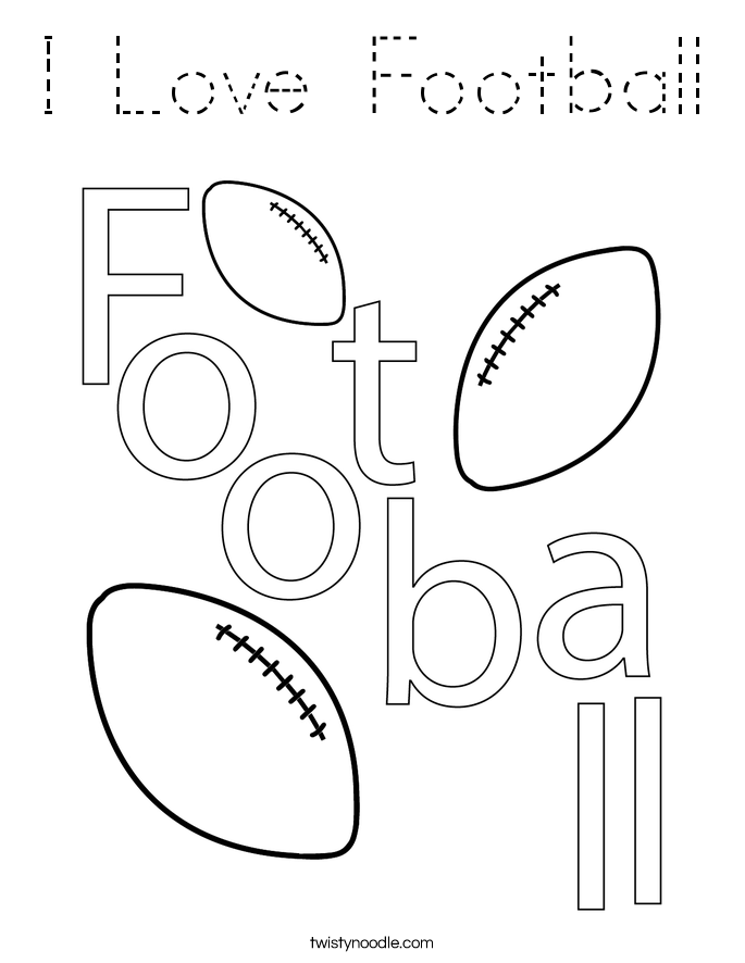 I Love Football Coloring Page