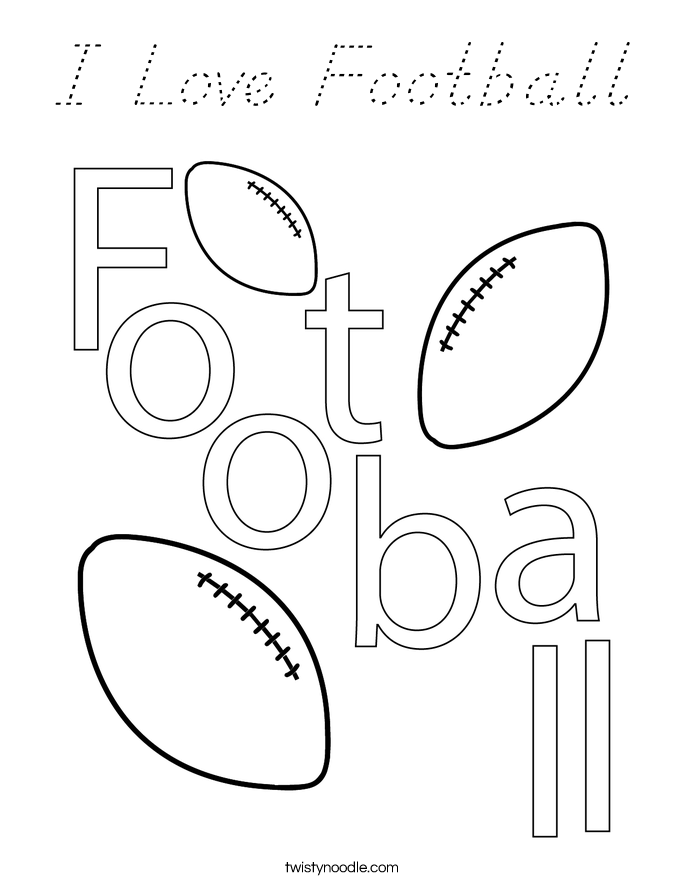 I Love Football Coloring Page