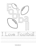 I Love Football Handwriting Sheet
