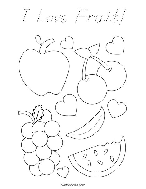 I Love Fruit! Coloring Page