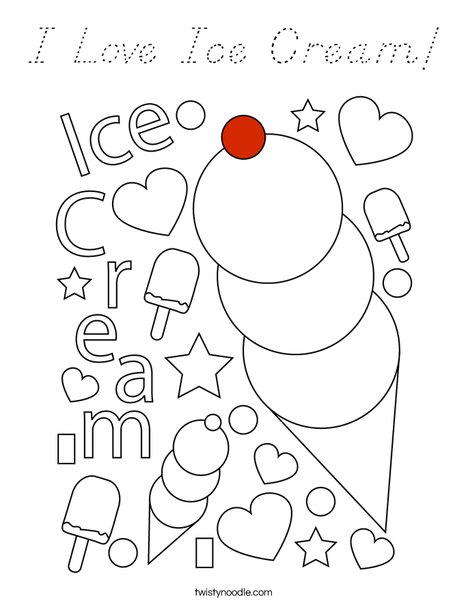 I Love Ice Cream! Coloring Page