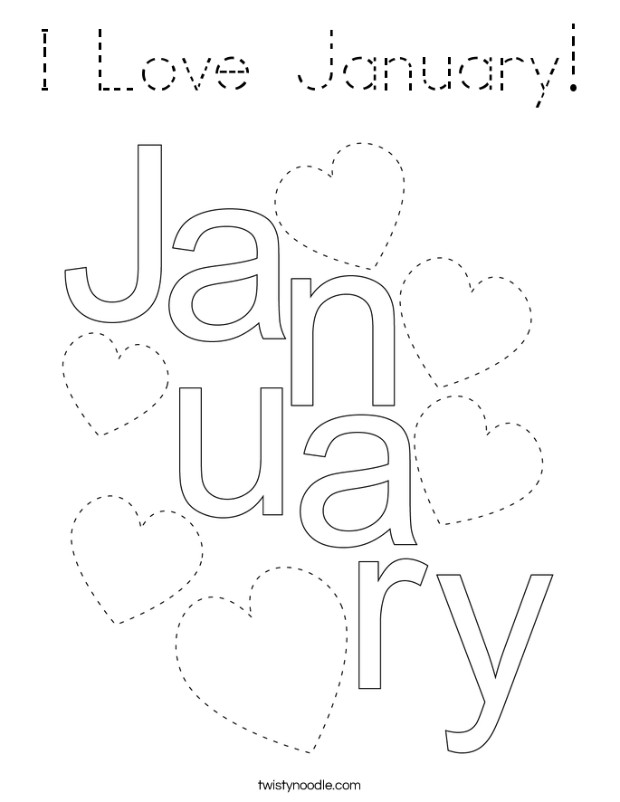 I Love January! Coloring Page