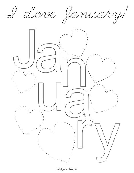 I Love January! Coloring Page