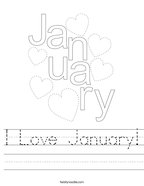 I Love January Handwriting Sheet