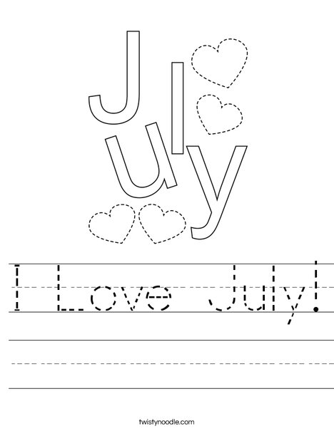 I Love July! Worksheet