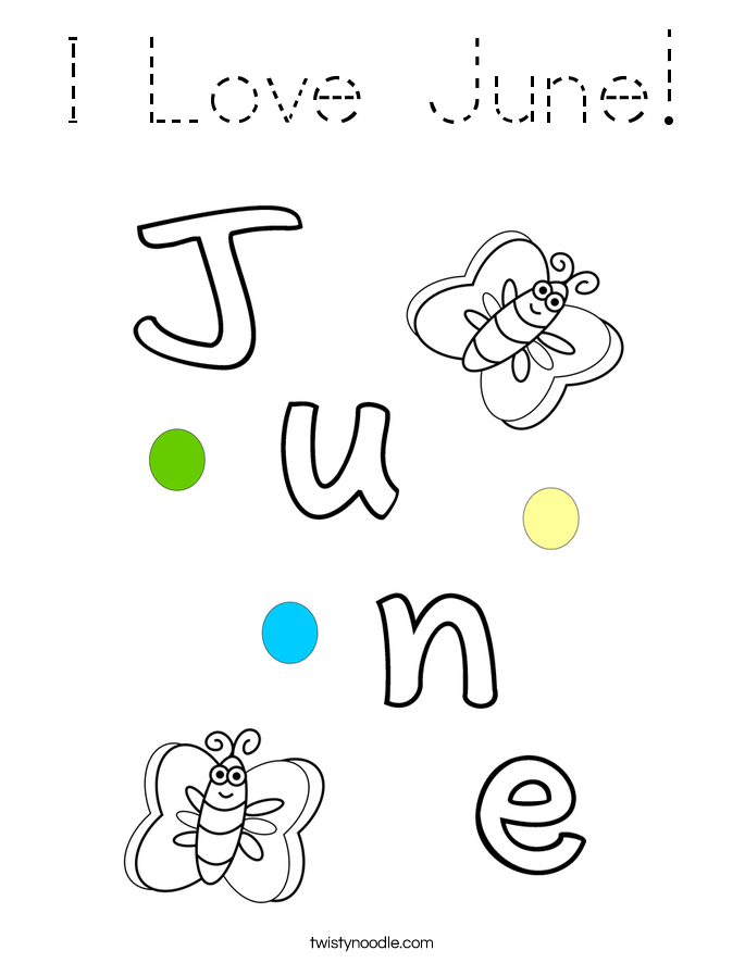I Love June! Coloring Page