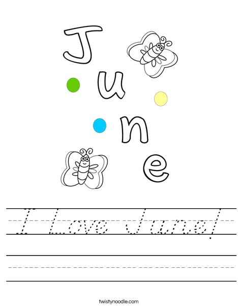 I Love June! Worksheet