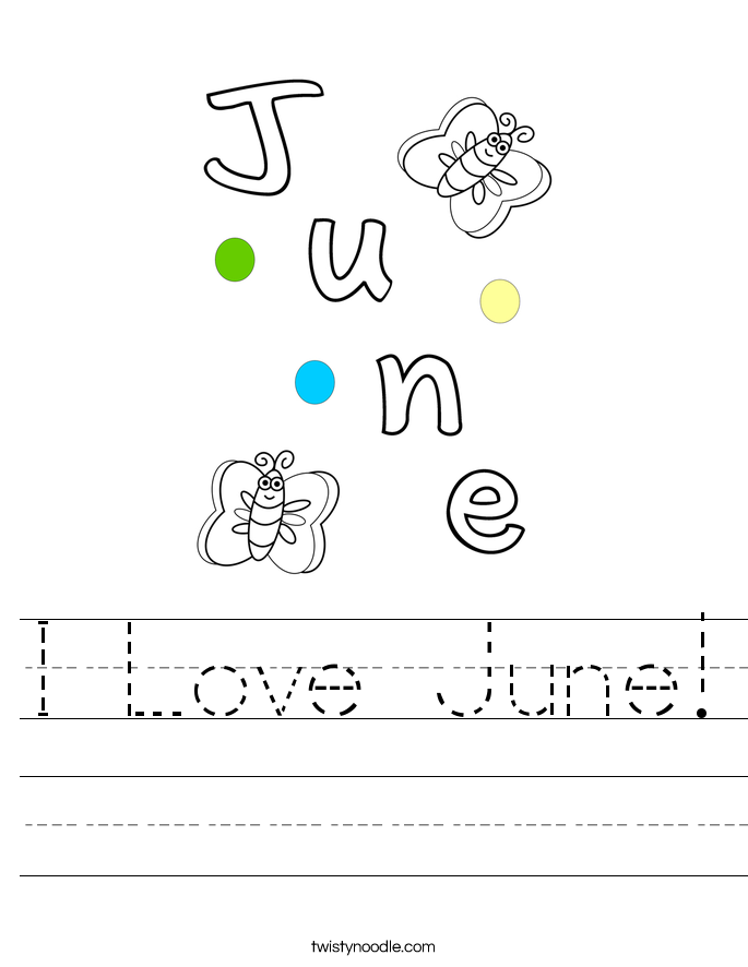 i love june worksheet twisty noodle