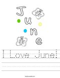 I Love June! Worksheet