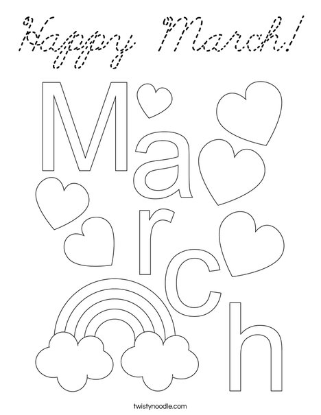 Hello March! Coloring Page