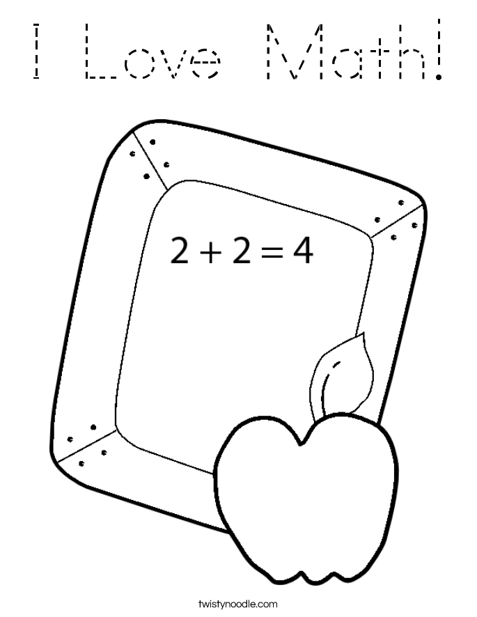 I Love Math! Coloring Page