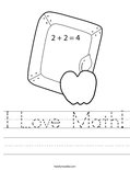 I Love Math! Worksheet