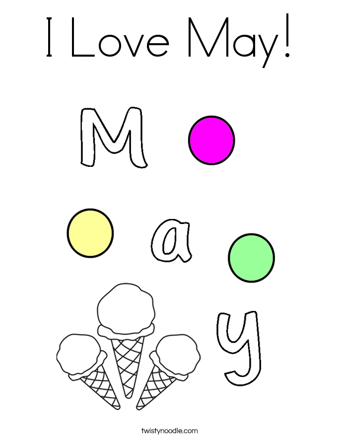 I Love May! Coloring Page
