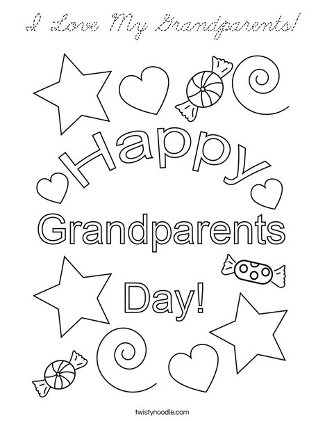 I Love My Grandparents! Coloring Page