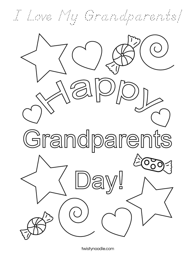 I Love My Grandparents! Coloring Page