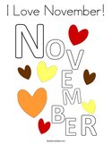 I Love November Coloring Page