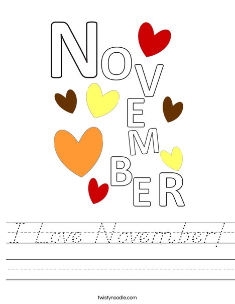I Love November! Worksheet