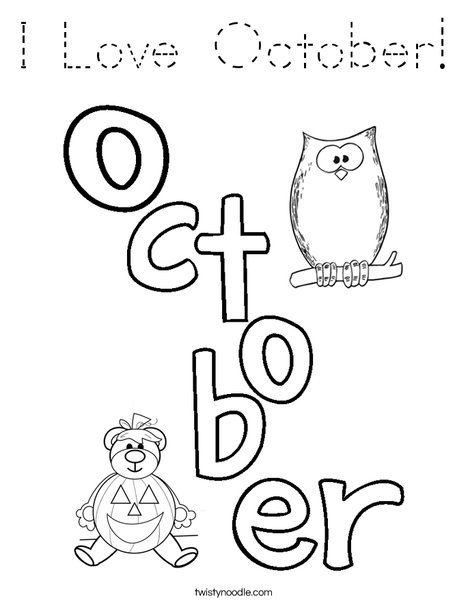 I Love October! Coloring Page